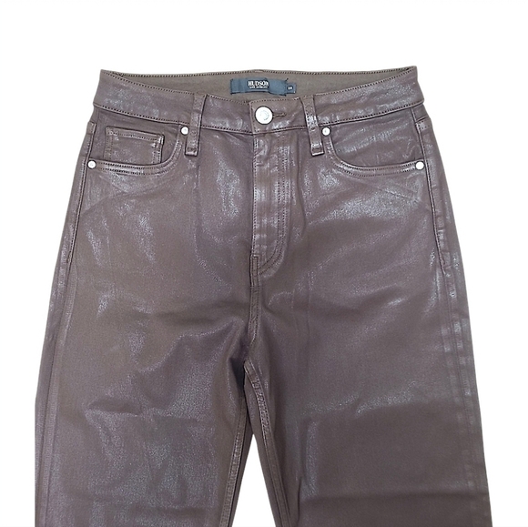 Hudson Jeans Remi High-Rise Straight in Coated Chicory Coffee Size 28 - Picture 8 of 10